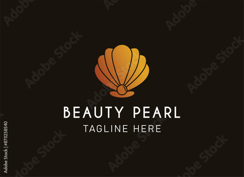 Premium Seashell minimalist logo vector inspiration. the pearl luxury line art style design.