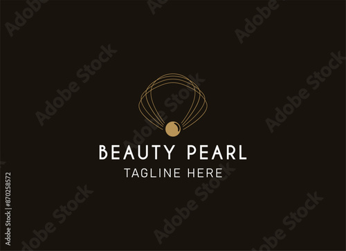 Premium Seashell minimalist logo vector inspiration. the pearl luxury line art style design.