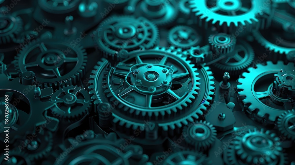 Abstract digital technology background with gears and cog , Ai generated for Ads