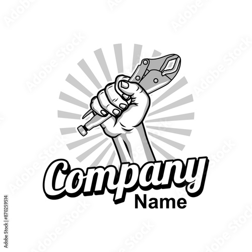 hand holding mole grips logo vector illustration, Design element for logo, poster, card, banner, emblem, t shirt. Vector illustration