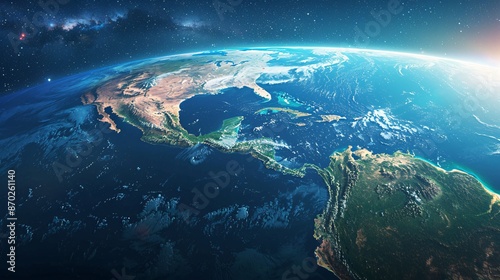 Fototapeta Naklejka Na Ścianę i Meble -  View of North and South America from Space