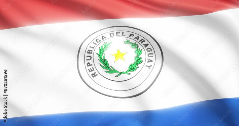 flag of Paraguay. Paraguayan flag background. 4k 60FPS