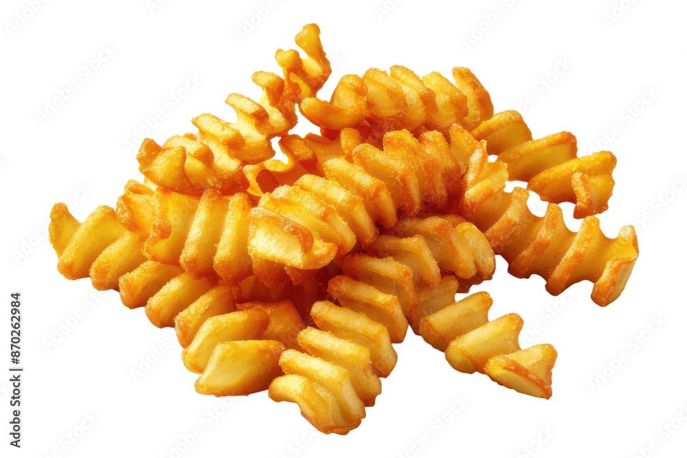 Crinkle fries isolated on transparent background Crinkle fries isolated on transparent background