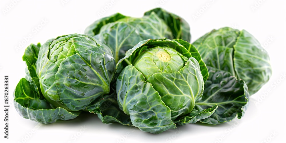 This cabbage variety, part of the Gemmifera group, can be cooked and eaten or added as an ingredient, and is shown on a plain background. This cabbage variety, part of the Gemmifera group, can be cooked and eaten or added as an ingredient, and is shown on a plain background.