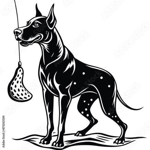 great dane dog fishing working on white background
