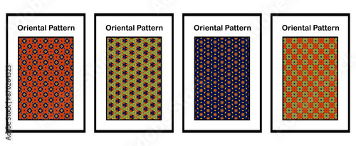 Set of 4 Oriental pattern for textiles, wallpapers, business cards, leaflets, for use in graphics