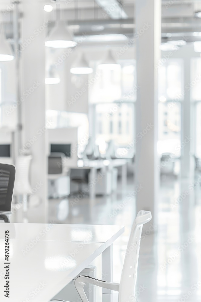 Blurred background of a light white modern office interior Blurred background of a light white modern office interior