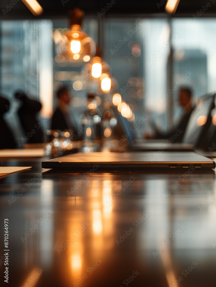 The image captures a silhouette of a business team in a meeting room with a large window, showcasing a stunning reflection of the sunrise or sunset, symbolizing early morning or late evening corporate The image captures a silhouette of a business team in a meeting room with a large window, showcasing a stunning reflection of the sunrise or sunset, symbolizing early morning or late evening corporate