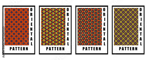 Set of 4 Oriental pattern for textiles, wallpapers, business cards, leaflets, for use in graphics
