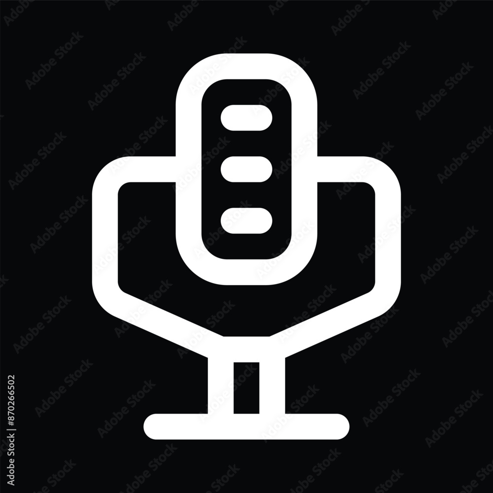 White Microphone Icon on Black Background White Microphone Icon on Black Background
