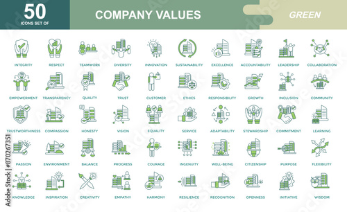 Company value icon set