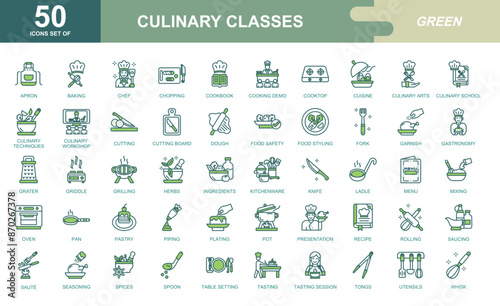 Culinary classes icon set