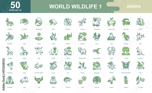 world wildlife icon set