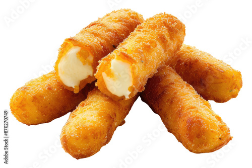 Fresh mozzarella sticks isolated on transparent background