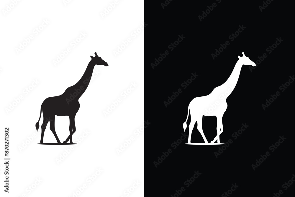 Fototapeta premium Giraffe illustration. Giraffe vector icon silhouette isolated on a white black