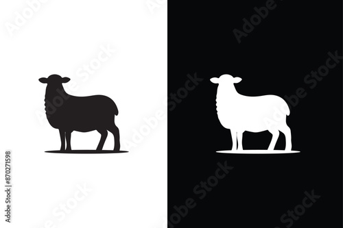 Modern lamb and sheep logo. Silhouette of sheep design illustration.