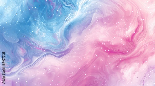 Abstract Pastel Fluid Art Background with Blue and Pink Swirling Patterns