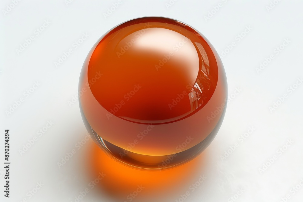 Minimalist Digital Illustration of a Shiny Amber Sphere on a White Background Minimalist Digital Illustration of a Shiny Amber Sphere on a White Background