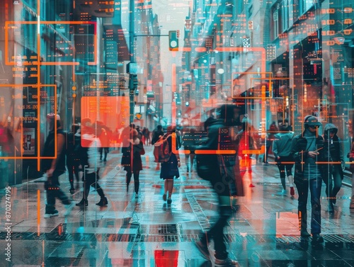 Wallpaper Mural A highdetail street scene with people walking Torontodigital.ca