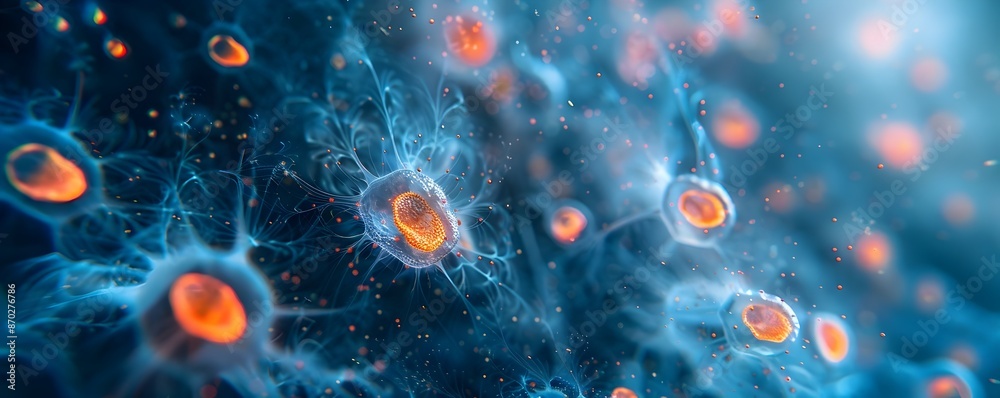Microscopic Plankton Foundational Elements of the Marine Ecosystem Vibrant Abstract Ocean Life Concept with Copy Space Microscopic Plankton Foundational Elements of the Marine Ecosystem Vibrant Abstract Ocean Life Concept with Copy Space
