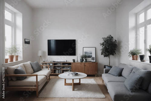 cozy scandinavian home living room interior © Anatoly Tiplyashin