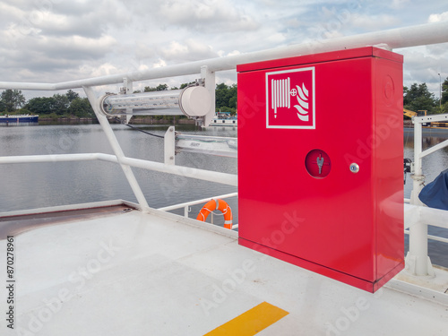 Fire cabinet on a ship