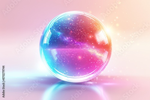 Futuristic glowing sphere with vibrant colors symbolizing modern technology and innovation © Leo