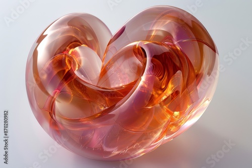 Mesmerizing abstract amber glass heart sculpture blending elegance creativity and warmth in a modern artistic design perfect for contemporary art enthusiasts and collectors photo