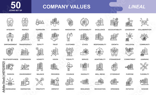 Company value icon set