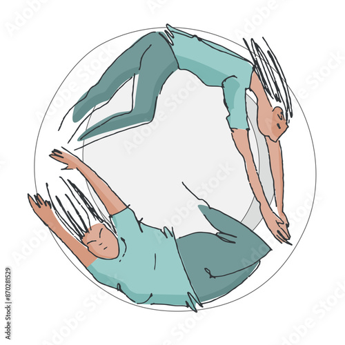 Illustration about the problem of eating disorder - the topic of physical or mental health of a person using sketch technique
