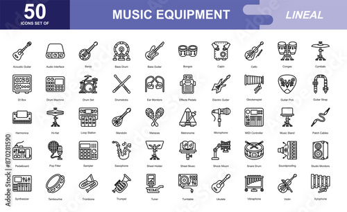 Music equipment icon set
