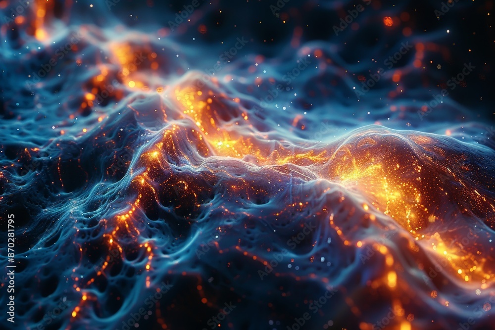 Abstract representation of interconnected galaxies and nebulae. Abstract representation of interconnected galaxies and nebulae.