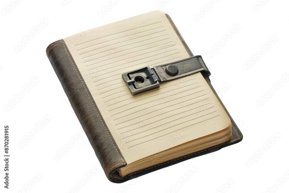 Note book with a magnetic lock isolated on transparent background Note book with a magnetic lock isolated on transparent background