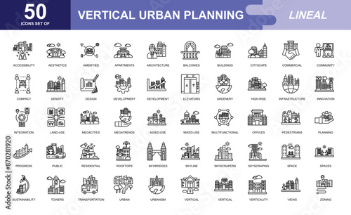 Vertical Urban Planning icon set