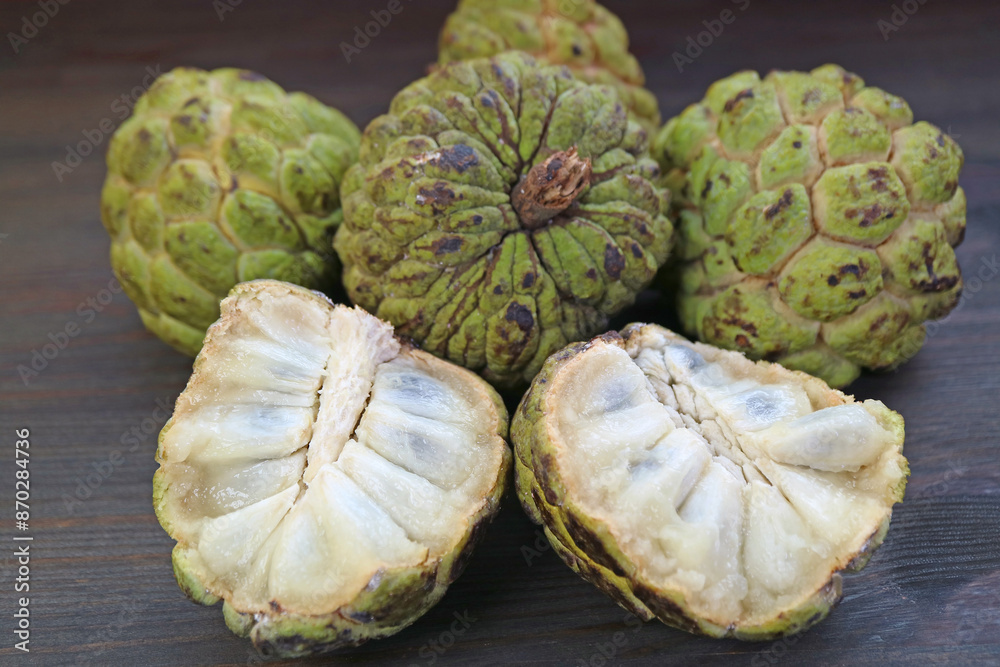 Fototapeta premium Delectable Sweet and Juicy Flesh of Sugar Apple or Sweetsop