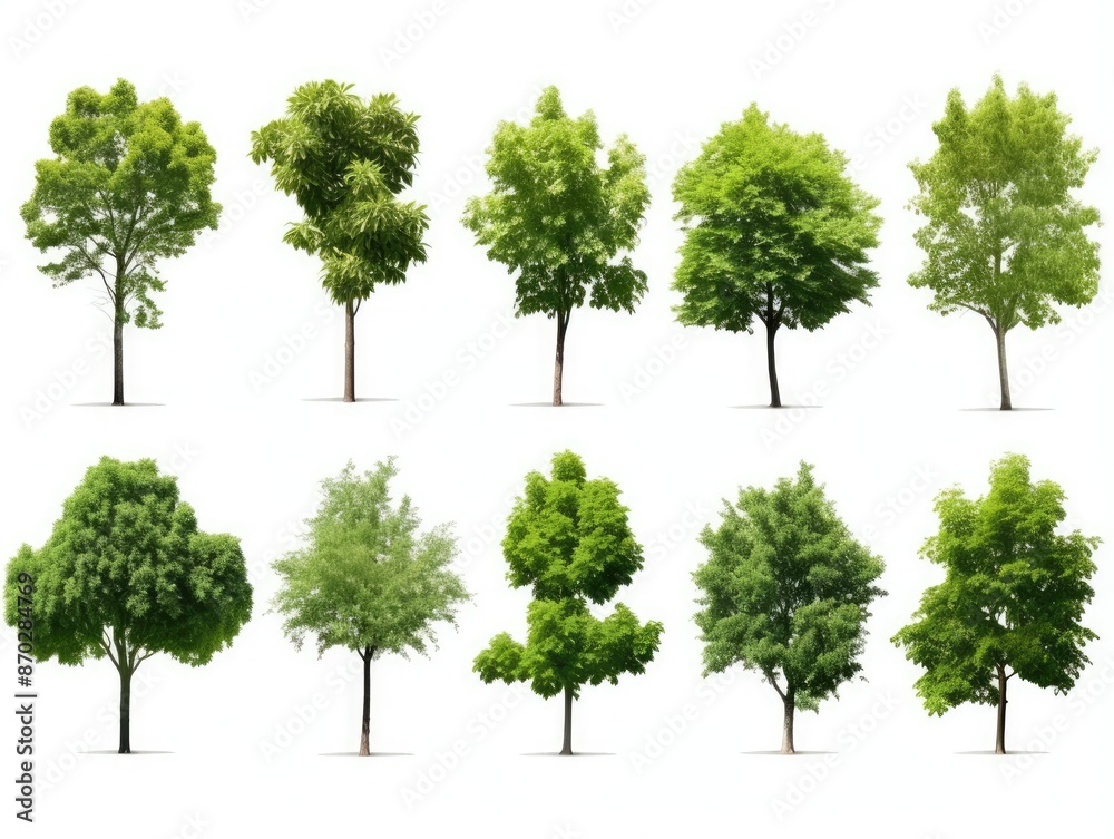 Obraz premium Group trees isolated on white background.