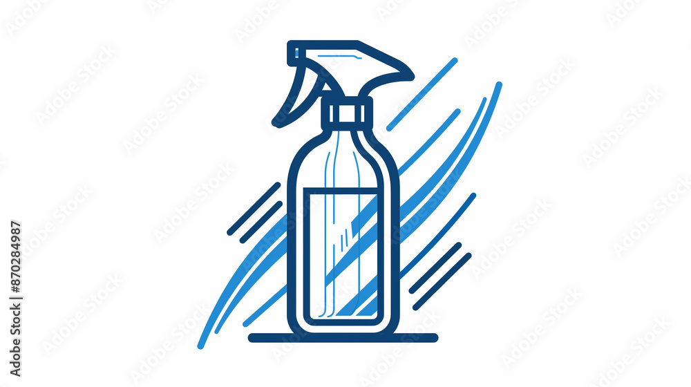 Illustrated Spray Bottle with Minimalistic Blue Design Illustrated Spray Bottle with Minimalistic Blue Design