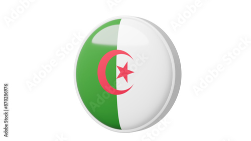 Free Download Algeria, algerian Circle flag icon . Transparent backgound. 3d rendered with alpha channel. Round shape. 	 - GFXLoad