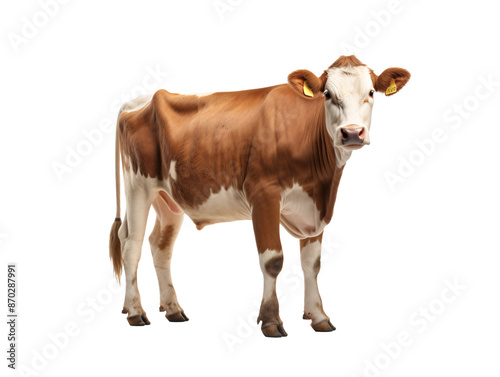a cow with yellow tags on its ears