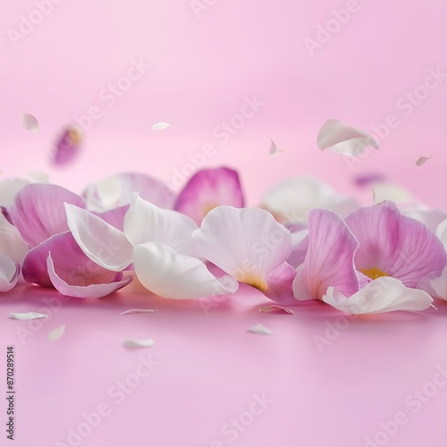 Flower petals on a pink background gentle spring background
