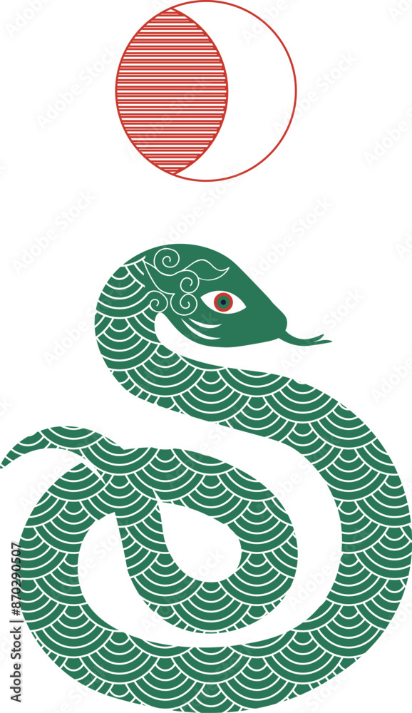 Naklejka premium Merry Christmas postcard. Chinese New Year of the Snake