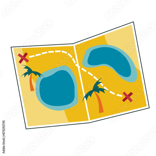Clipart treasure maps for sea adventures in a simple flat style on a white background.