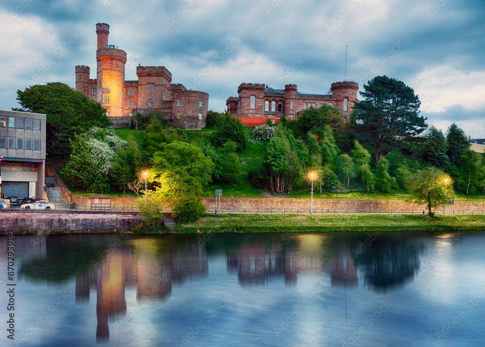 Inverness skyline at night at sunset, Scotland - UK Inverness skyline at night at sunset, Scotland - UK