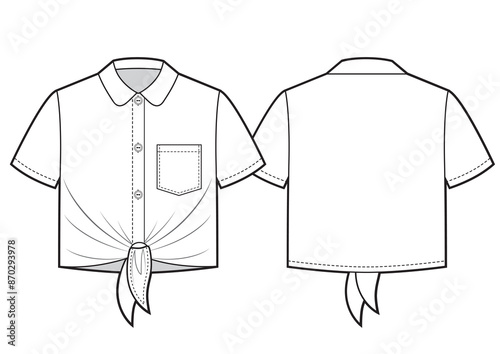 Girls shirt with front ties and short sleeves