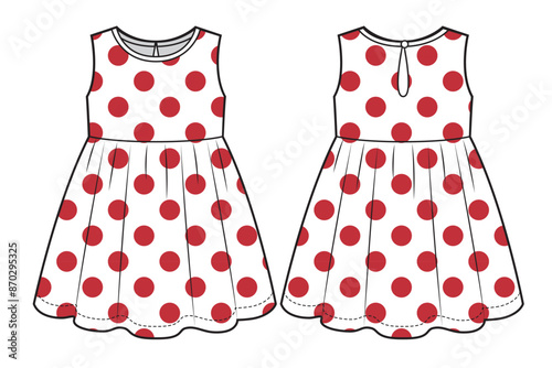 Baby girls dress with polka dots pattern