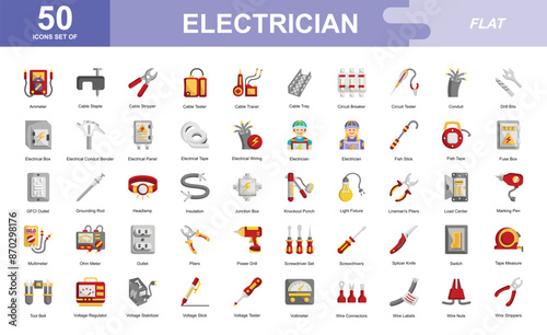 Electrician icon set