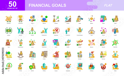 FINANCIAL GOALS icon set