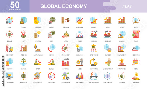 global economy icon set