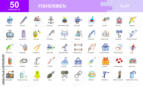 Fishermen icon set