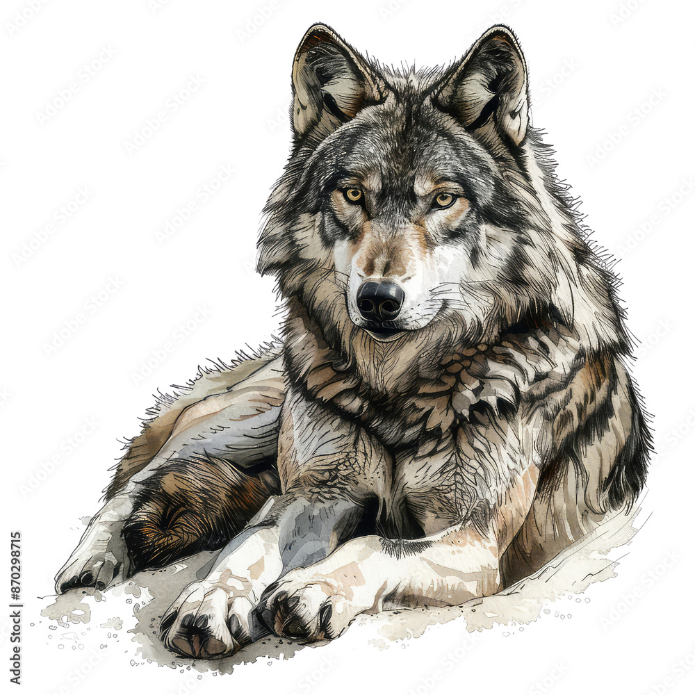 Black And White Drawing Wolf Illustration Art, Generative AI Black And White Drawing Wolf Illustration Art, Generative AI